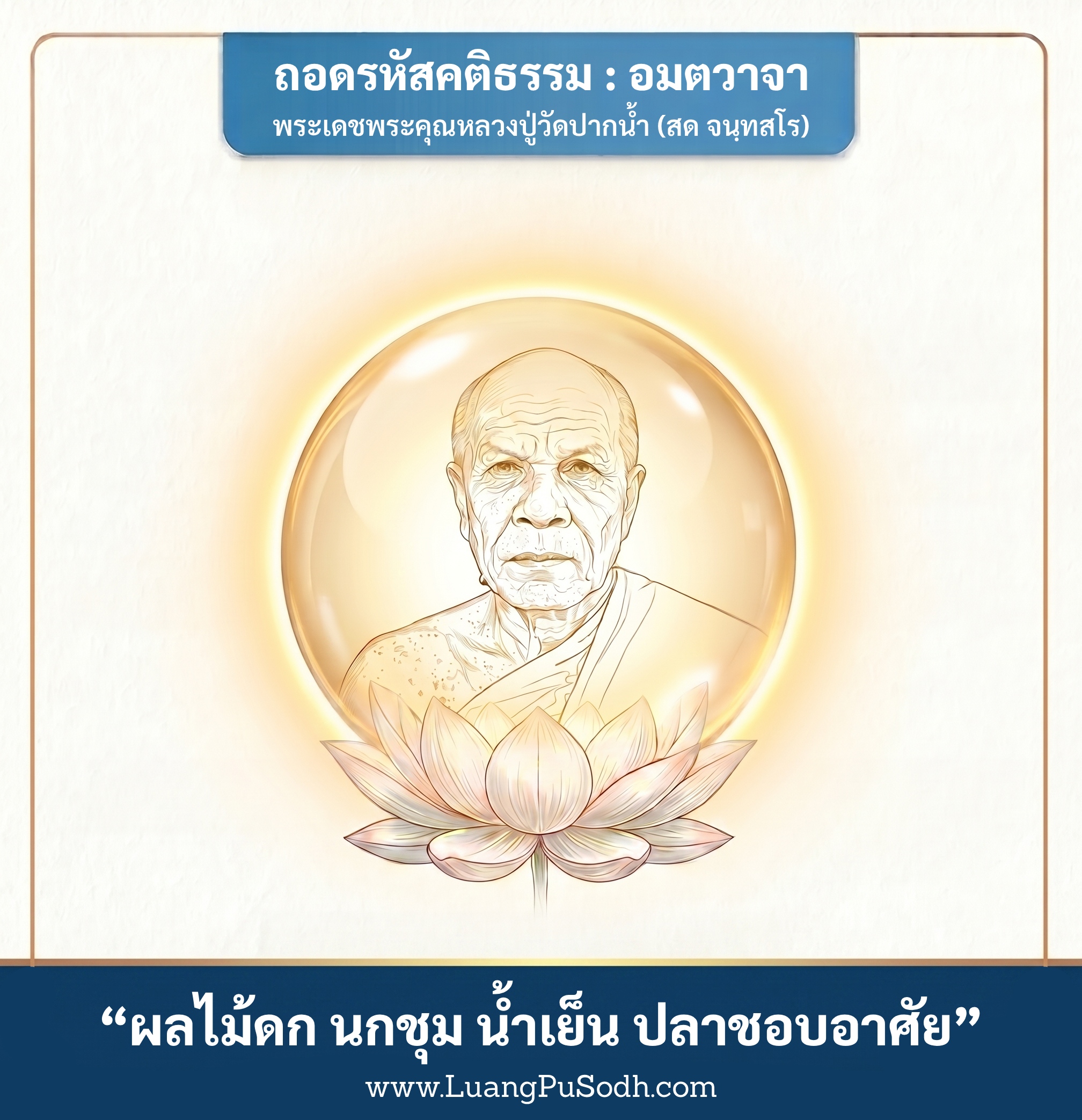 รูปภาพคติธรรมหลวงปู่วัดปากน้ำ ผลไม้ดก นกชุม น้ำเย็น ปลาชอบอาศัย