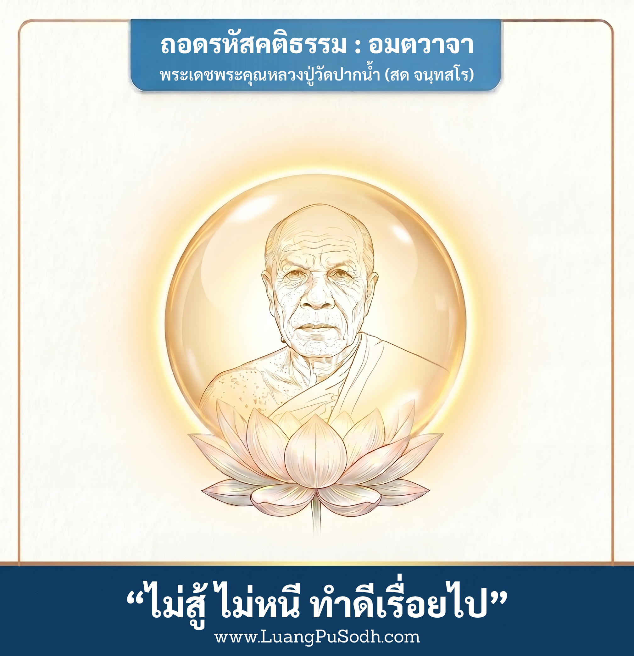 รูปภาพคติธรรมหลวงปู่วัดปากน้ำ ไม่สู้ ไม่หนี ทำดีเรื่อยไป
