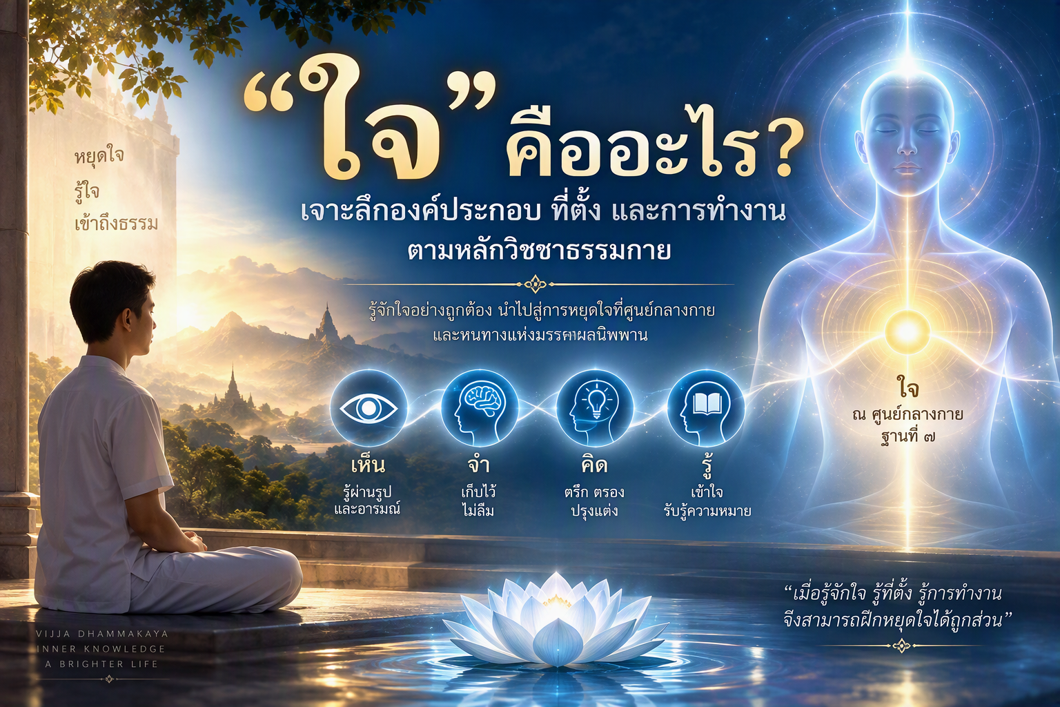 องค์ประกอบของใจ ที่ตั้ง และการทำงานตามหลักวิชชาธรรมกาย หลวงปู่วัดปากน้ำ