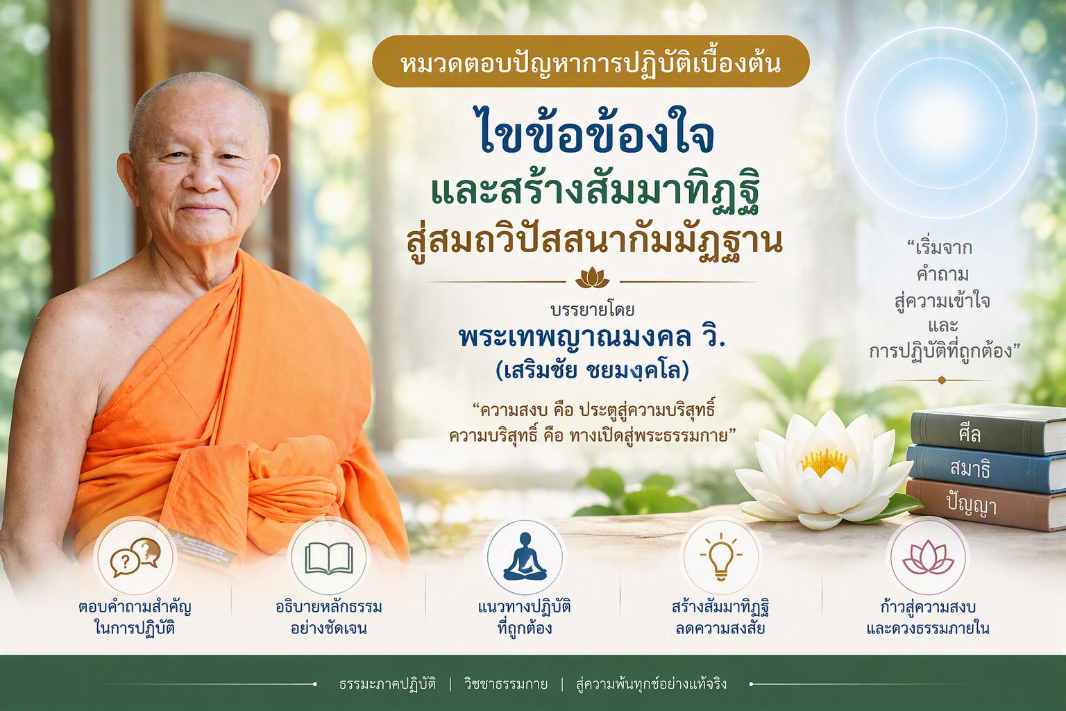 ตอบปัญหาการปฏิบัติธรรมเบื้องต้น ไขข้อข้องใจสมถวิปัสสนากัมมัฏฐาน