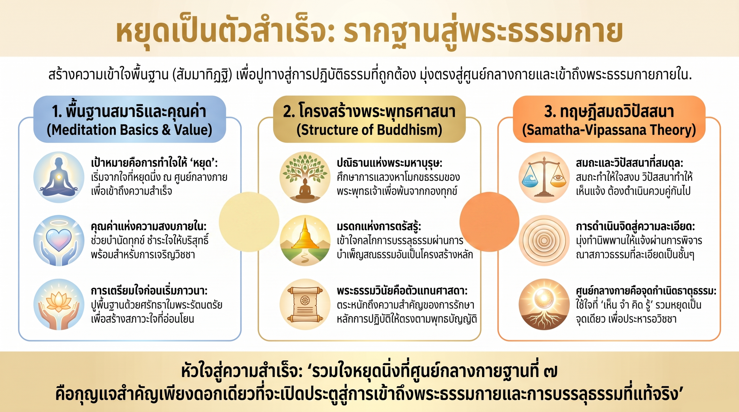 หมวดทฤษฎีและข้อคิดพื้นฐาน ปูรากฐานสัมมาทิฏฐิสู่สมถวิปัสสนากัมมัฏฐาน