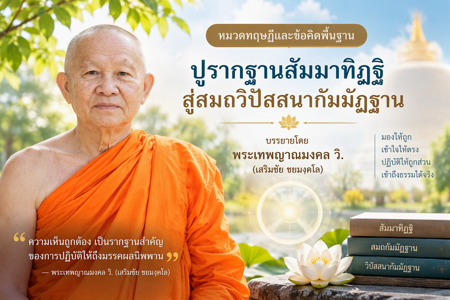 หมวดทฤษฎีและข้อคิดพื้นฐาน ปูรากฐานสัมมาทิฏฐิสู่สมถวิปัสสนากัมมัฏฐาน