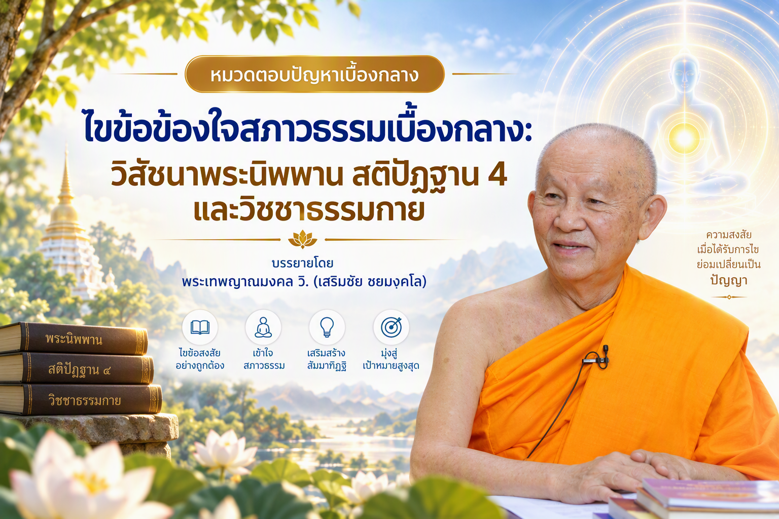 ภาพประกอบบทความไขข้อข้องใจสภาวธรรมเบื้องกลาง วิสัชนาพระนิพพาน สติปัฏฐาน 4 และหลักปฏิบัติวิชชาธรรมกาย ตามแนวทางหลวงพ่อวัดปากน้ำ