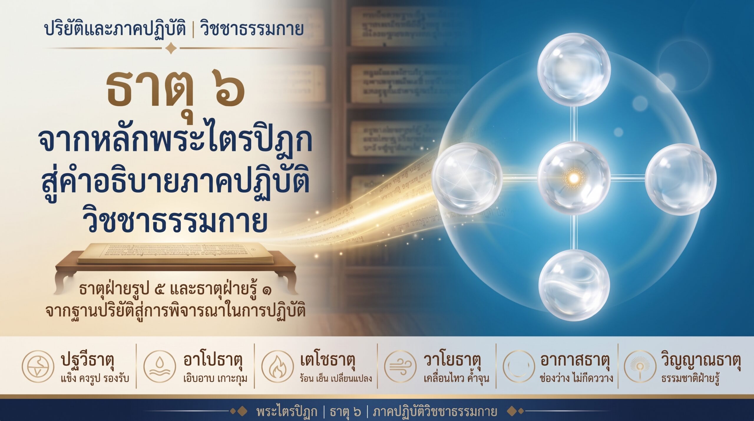 ธาตุ ๖ ตามหลักพระไตรปิฎกและคำอธิบายภาคปฏิบัติวิชชาธรรมกาย